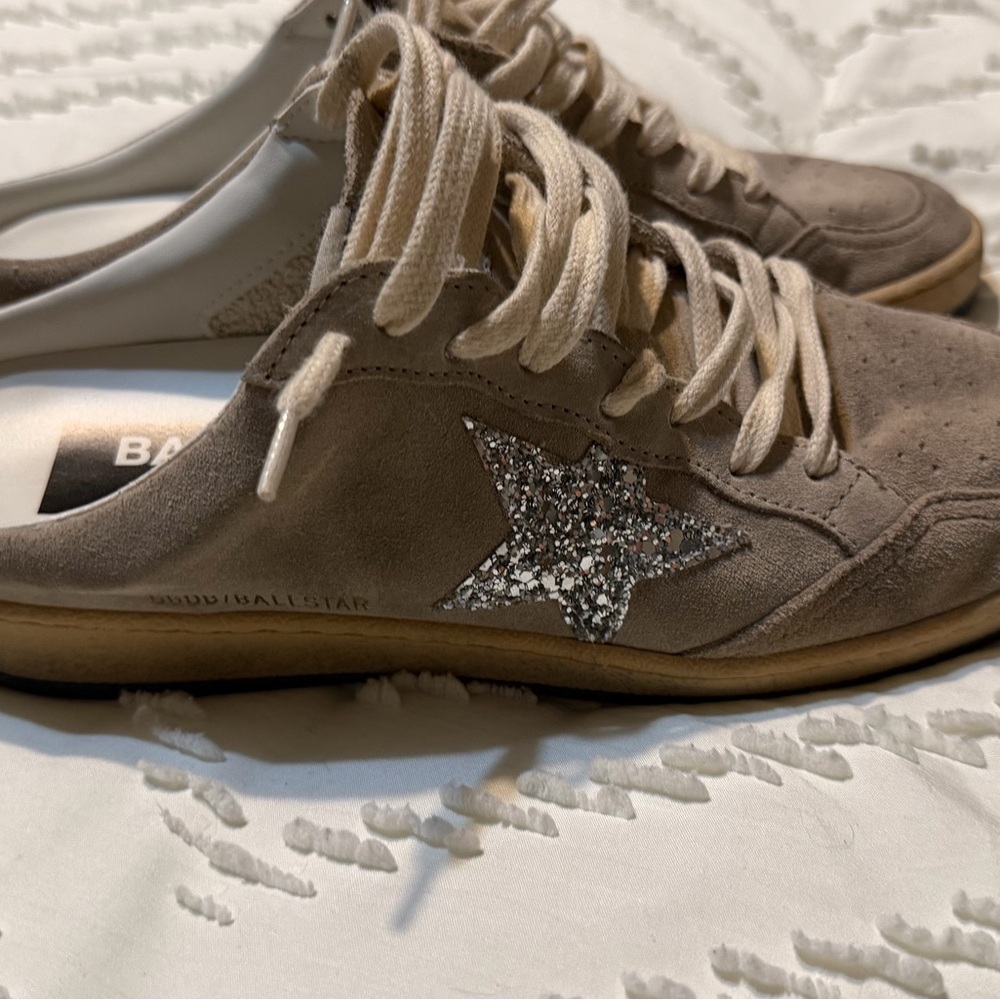 Golden Goose Suede Sabot Ballstars Sneakers with Glitter Silver Star - Picture 5 of 9